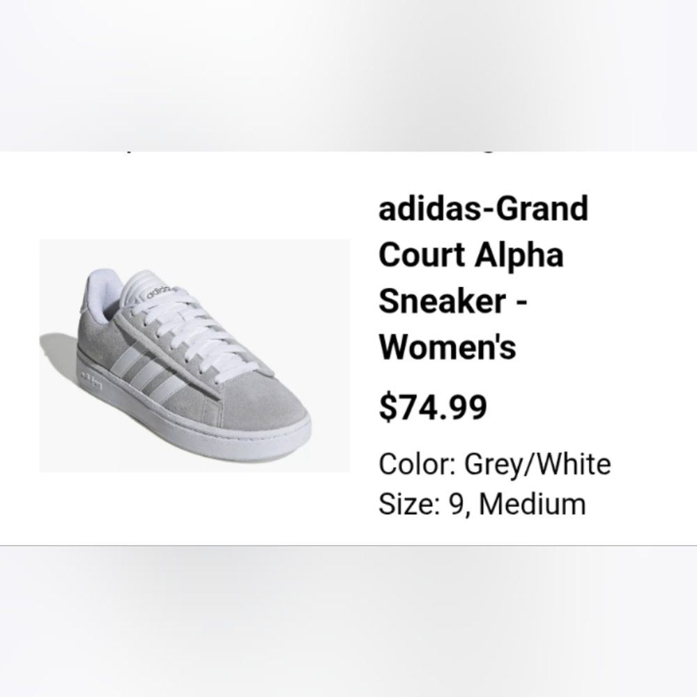 Adidas Gray Court Alpha Sneaker - Women's